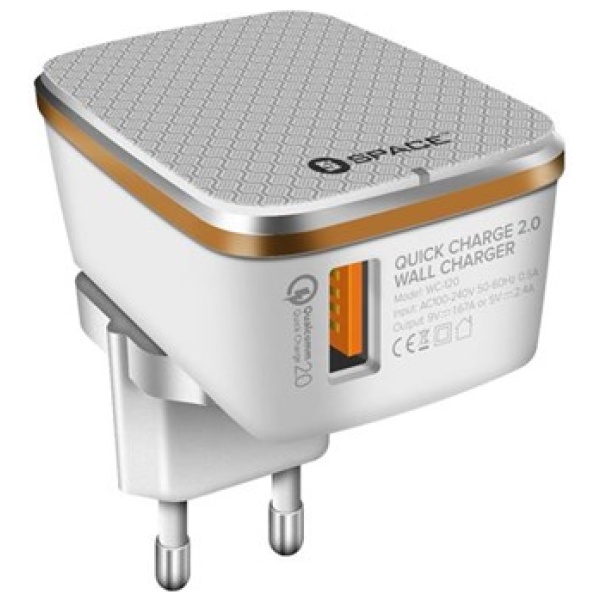 Space 2.4A Quick Charge 2.0 Wall Charger (WC-121)