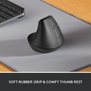 Logitech Lift Vertical Ergonomic Mouse - Ergo Series, Wireless, Bluetooth or Logi Bolt USB - Graphite - 910-006479