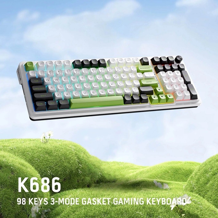 Redragon K686 Eisa Max Wireless Mechanical Gaming Keyboard, 98 Keys, RGB, , PBT Keycaps, Mint Mambo Switch, , US QWERTY - Image 6