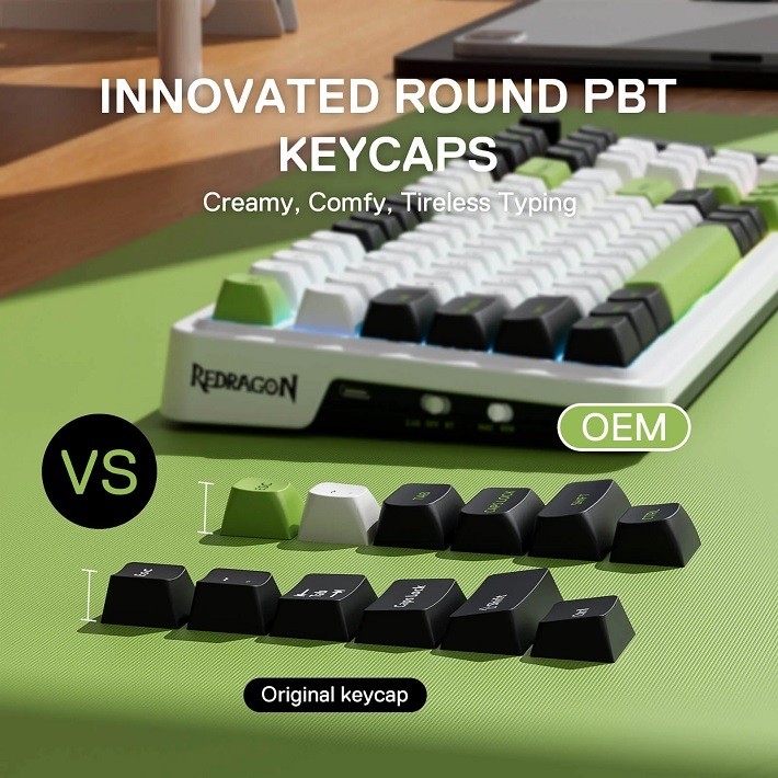 Redragon K686 Eisa Max Wireless Mechanical Gaming Keyboard, 98 Keys, RGB, , PBT Keycaps, Mint Mambo Switch, , US QWERTY - Image 7