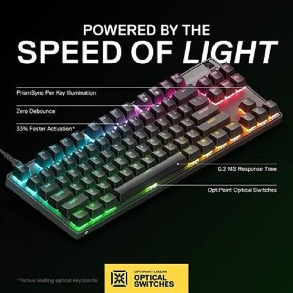 SteelSeries Apex 9 TKL Next Gen Optical Gaming Keyboard - OptiPoint Optical Switches - US English - 64847 - Image 3